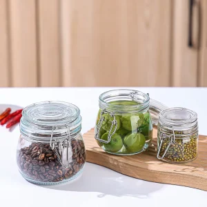 120ml 250ml 500ml 750ml 1000ml sealed Glass Jar with Metal Clip Lock Kitchen Storage Food Container