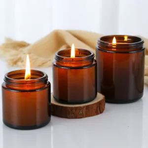 120ml 250ml Matte Amber Scented Glass Candle Jars with Lid