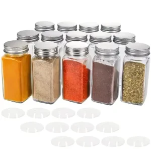 120ml 4oz Clear Square Glass Spice Jars and Seasoning Bottles with Metal Lids and Shaker Tops