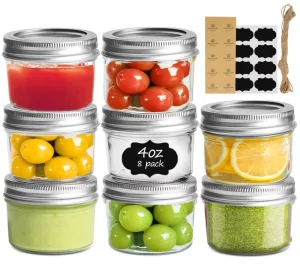 120ml 4oz Mini Glass Mason Canning Jars with Metal Cap for Baby Food, Jelly, and Sugar