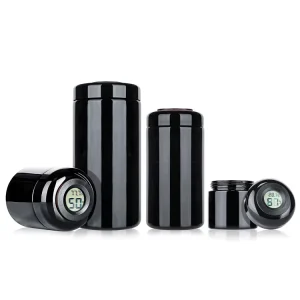 120ml 500ml 1000ml Airtight Smell-Proof Child-Resistant Black UV Glass Storage Jar with Hygrometer Lids