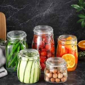 120ml 500ml 750ml 1000ml 1500ml 2000ml 3000ml Clip Top Food Packaging Storage Glass Jar for Kitchen Use Glass Bottles