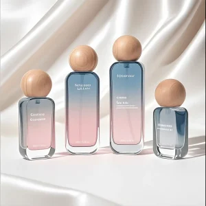 120ml Customized Spherical Wood Grain Cap Gradient Color Flat Square Round Corner Spray Bottle For Skin Care Lotion Cosmetic