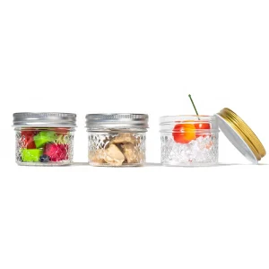 120ml Mini Quilted Glass Mason Jars with Airtight Lids and Bands for Canning Preserving Favors and Caviar