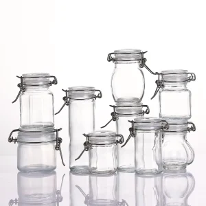 120ml Straight-Sided Black Airtight Clip-Top Glass Jar, Tall Narrow Design
