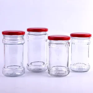125ml 225ml 280ml Chinese Chili Sauce Food Jam Glass Jars with Metal Lids Cylindrical Patterned Commercial Canning