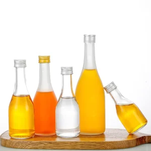 125ml 250ml 300ml 350ml 500ml 700ml 1000ml Round Clear Wine and Fruit Juice Glass Bottles with Aluminum Screw Lids