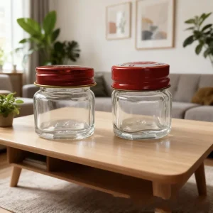 12g Empty Green Herb Balm Glass Jar with Red Cap 15ml