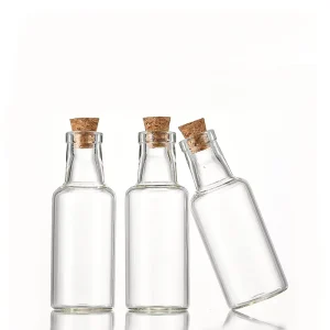 12ml Mini Portable Travel Pill Power Container Flat Bottom Small Glass Vial Bottle with Cork Stopper