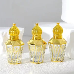 12ml Roll-On Electroplated Glass Perfume Bottles, Portable Empty Roller Containers for Essential Oil