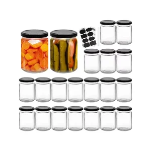 12oz 350ml Clear Wide-Mouth Round Glass Canning Jar with Metal Lid for Honey, Jam, and Pickles