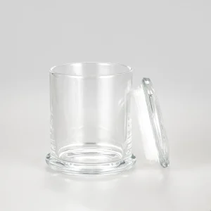 12oz Clear Glass Candle Jar with Glass Lid Gasket Included for Home Decoration and Candle Making