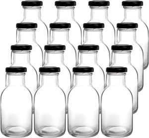 12oz Glass Hot Sauce Bottles with Screw Lids 350ml Clear Empty Glass Bottles for Sauce Juicing Olive Oil Beverages Kombucha