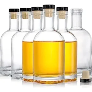 12oz Mini Transparent Glass Wine Beverage Liquor Soda Bottle with Cork