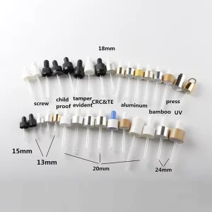 13mm 24mm Dropper Pipette Caps Aluminum Plastic Glass Oil Bottle Closures Cosmetic Packaging for Skincare Serum Essential Oils