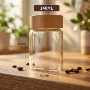 140ml Transparent Honey Food Storage Glass Jars With Bamboo Lids