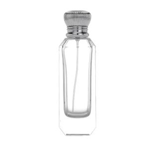 15-Caliber Neck Continuous Spray Glass 100ml Transparent Empty Perfume Bottle with Zinc Alloy Cap