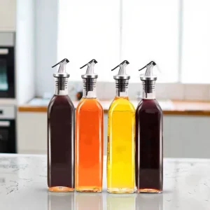 150/250/500ml Flat Glass Dispenser Bottle for Oil, Vinegar, and Seasoning, Microwavable