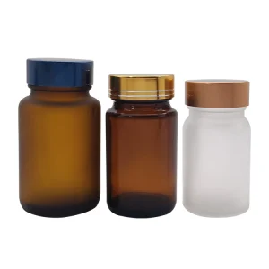 150cc Glass Health Supplement Bottles with Screw Cap and Screen Printing for Medicine Capsule Tablet Packaging