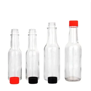 150ml 180ml 250ml BBQ Hot Sauce Clear Glass Bottle with Black Plastic Lid