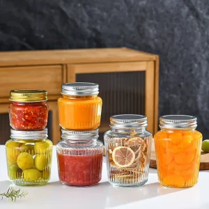 150ml 250ml 380ml 500ml Clear Glass Canning Jar with Screw Lid for Pudding, Honey, Nuts, Jam, Pickles, and Food Storage
