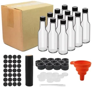 150ml 250ml 3oz 5oz Empty Woozy Spice Dressing Chili Table Glass Salad BBQ Hot Sauce Bottle With LeakProof Black Lid