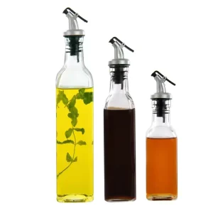 150ml 250ml 500ml Clear Glass Oil and Vinegar Dispenser Bottle with Pourer and Funnel