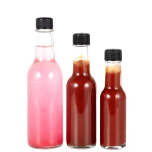 150ml 250ml 5oz Empty Woozy Spice Dressing Chili Glass Salad Hot Sauce Bottle With Leak Proof Black Lid