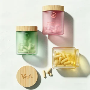150ml 250ml Wide-Mouth Matte Glass Supplement Jar for 30 60 90 Capsules, 3-Pack Box