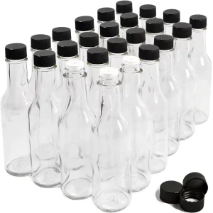 150ml 5oz Round Woozy Clear Glass Soy and Hot Sauce Bottles With Silk Logo Printing