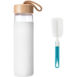 150ml Borosilicate Glass Drink Bottle with Silicone Sleeve, Reusable, Dishwasher Safe
