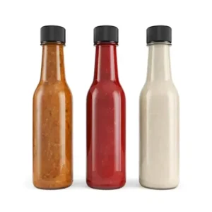 150ml Glass Hot Sauce Bottles Mini Empty Chilli Tomato Sauce Bottles with Plastic Caps