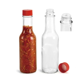 150ml Glass Ketchup Sauce Chili Oil Soy Sauce Vinegar Seasoning Bottle with Screw Cap Round