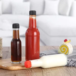 150ml Mini Empty Glass Hot Sauce Bottles with Plastic Caps
