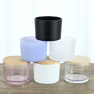 150ml Round Wide Mouth Candle Frosted Matt Black Colored Glass Candle Jar for Candles with Bamboo Lid
