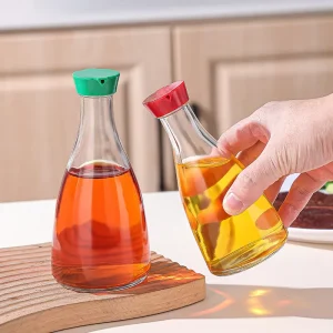 150ml Soy Sauce and Vinegar Dispenser Glass Bottle Transparent Glass Bottle with Plastic Lid