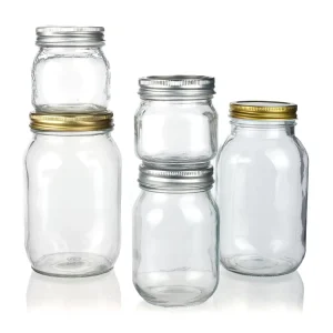 150ml and 500ml Recyclable Glass Storage Mason Cans with Metal Lids and Composite Rings