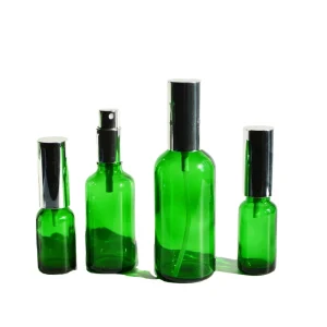 15~100ml Green CLear Glass Spray Bottle for Essential Oil Empty Small Spray Bottle with Fine Mist Refillable for Travel