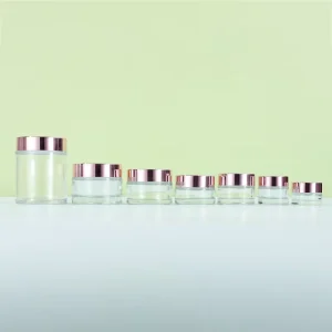 15g 15ml Transparent Frosted Round Glass Skincare Cream Jar with Rose Gold Lid