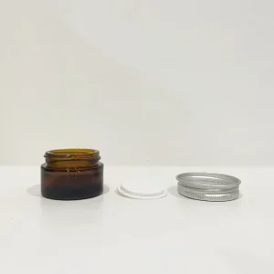 15g Clear Amber Cosmetic Glass Jar With Aluminum Lids