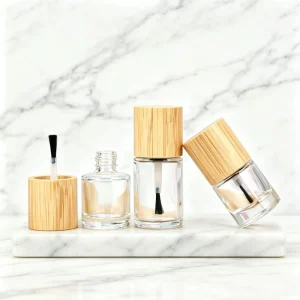15ml 10ml Bamboo Lid Nail Polish Glass Bottles 8ml Small Clear Glass Oil Refill Bottles Cosmetic Nail Gel Bottles Container