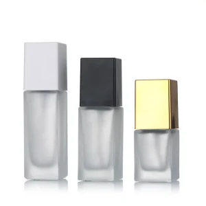 15ml 20ml 30ml 40ml Empty Square Frosted Glass Liquid Foundation Bottle with Pump
