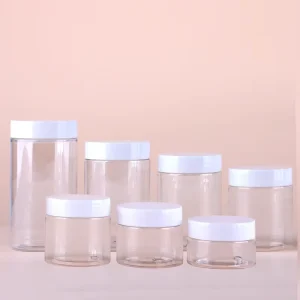 15ml 30ml 100ml 120ml 400ml 500ml Clear PET Plastic Cosmetic Cream and Slime Jar with White Lid