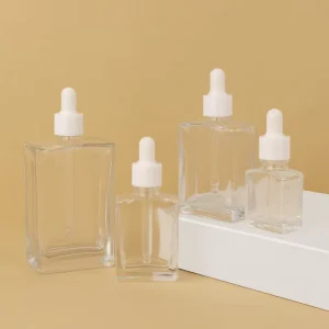 15ml 30ml 50ml 100ml Square Glass Cosmetic Dropper Jar for Essential Oils with Screen Printing