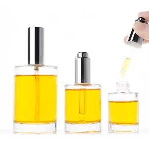 15ml 30ml 50ml 100ml Transparent Round Glass Dropper Spray Bottle with Silver or Gold Cap