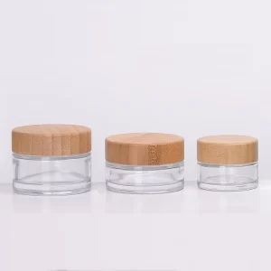 15ml 30ml 50ml 150ml 200ml Clear Glass Body Scrub Jar with Bamboo Lid and Spoon