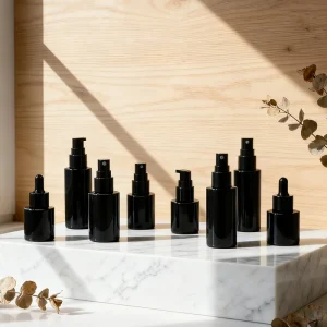 15ml 30ml 50ml Black Glass Cosmetic Dropper Bottles for Hair Oil and Serum