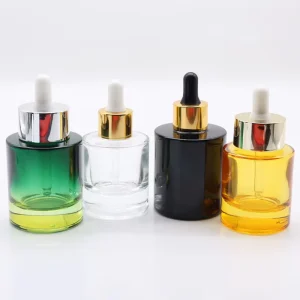15ml 30ml 50ml Cosmetic Skincare Packaging Cylinder Clear Amber Beard Hair Essential Oil Glass Dropper Bottle for Cosmetic