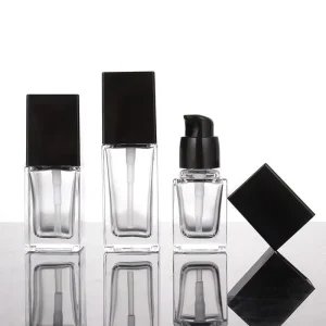 15ml 30ml 50ml Empty Square Skincare Lotion Cream Glass Bottle Foundation Pump Bottle