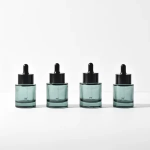 15ml 30ml 50ml Thick Bottom Flat Shoulder Dark Green Glass Cylinder Dropper Bottle for Essential Oil Cosmetic Packaging 100pcs